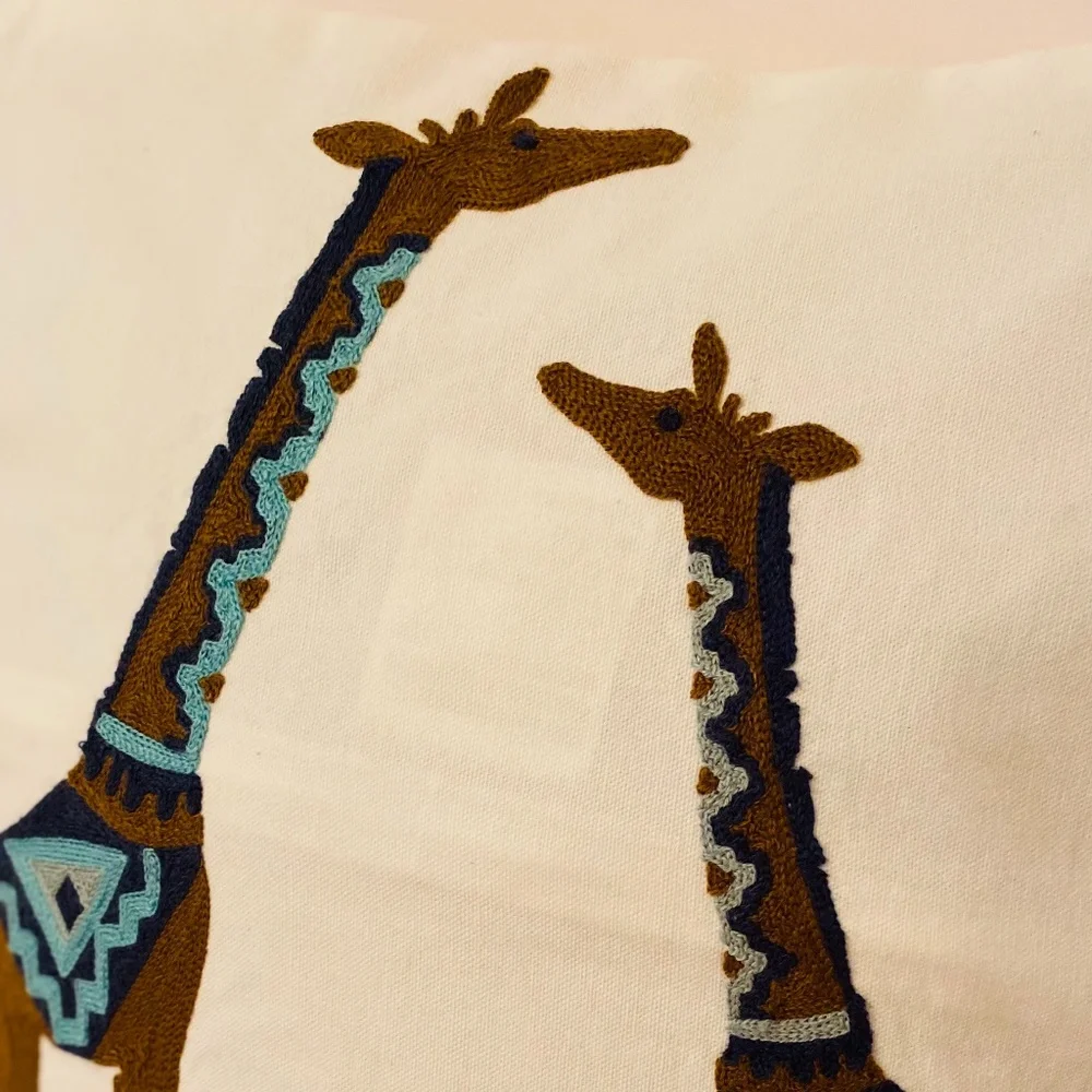 Giraffe Throw Pillow Cover Embroidery Giraffe Cover New